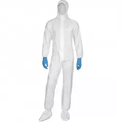 Delta Plus Microporous lamined non-woven overall with elasticated hood