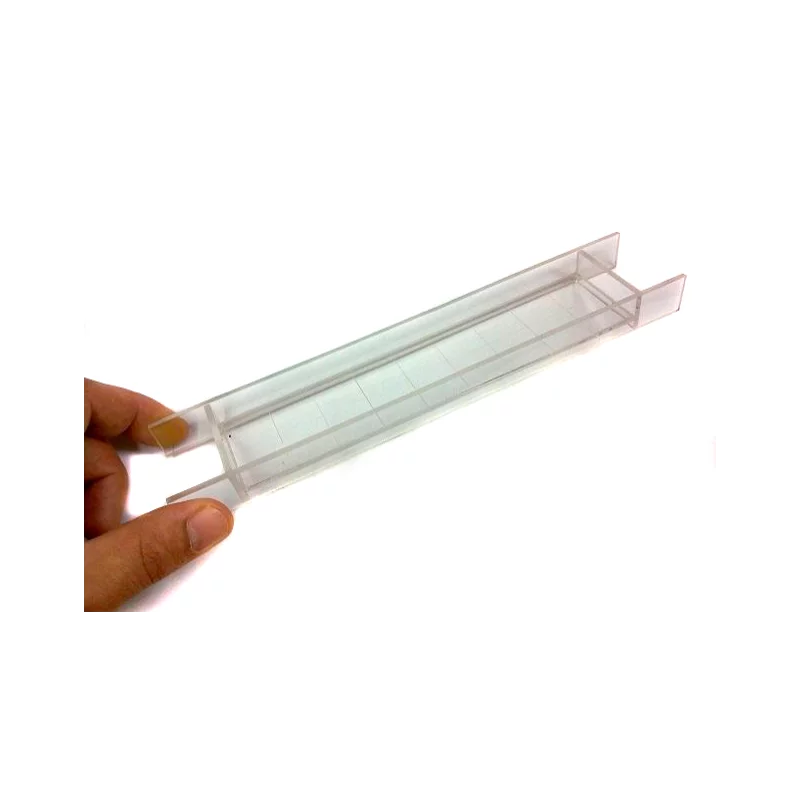 Rechteckiges Tablett 180 x 40 mm aus transparentem Methacrylat