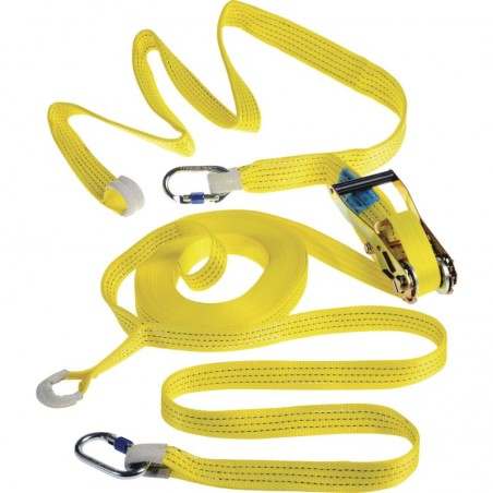 Temporary horizontal lifeline with certified strap for 2 people