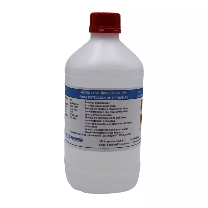 Ácido clorídrico HCL 25 % 2,5L para detecção de triquinas