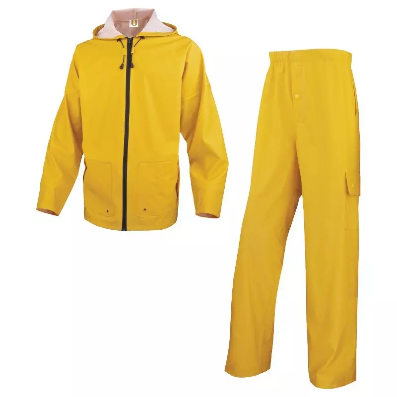 Mixed polyurethane-coated polyester support rain suit