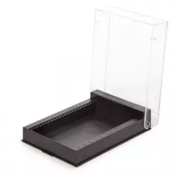 Czarne plastikowe pudełko na 25 szkiełek
