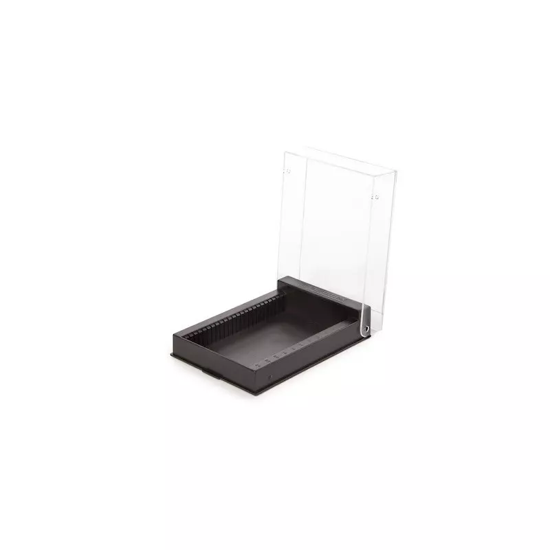 Black plastic slide box for 25 slides