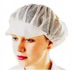 Mesh cap with hair net and white visor