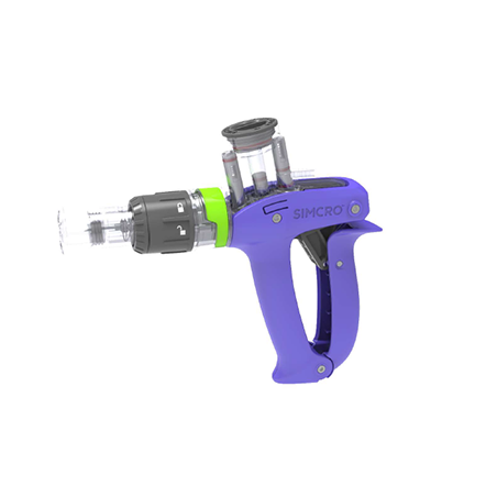 Injecteur VS Simcro avec protège-aiguille et porte-flacon