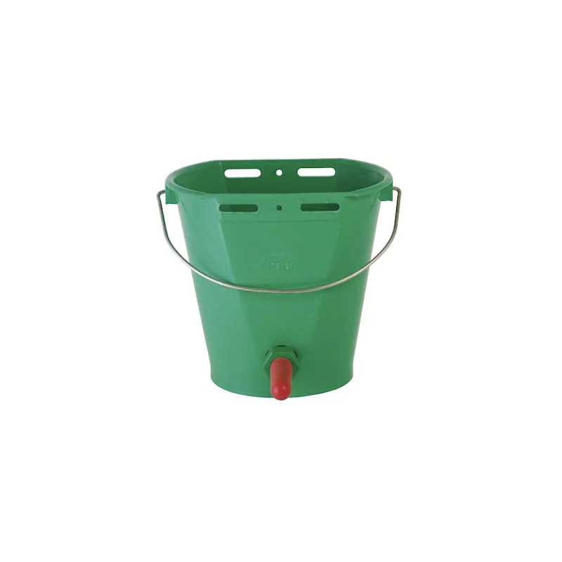 8-L-Kunststoffeimer für Kälber mit grünem Ventil und einem Auslass