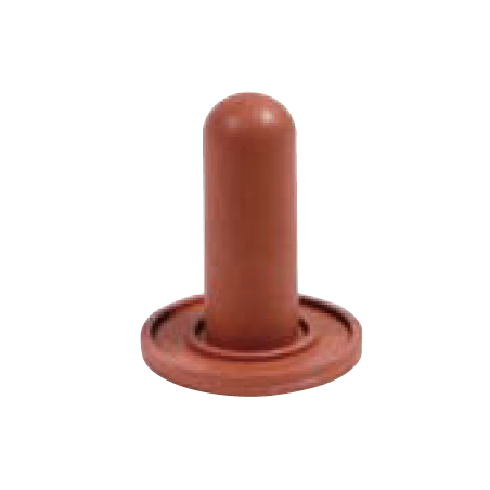 Red rubber nipple for calf bottle with thread