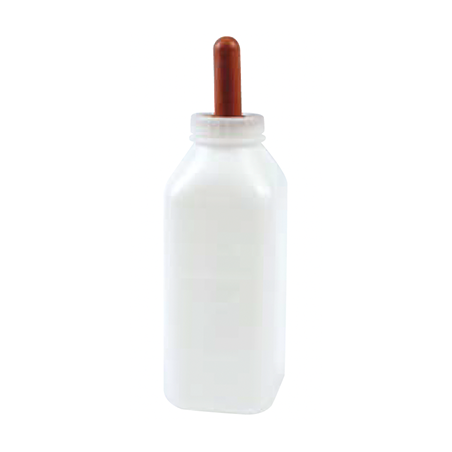 Botella de plástico para terneros con rosca para sujetar la tetina