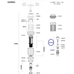 Subconjunto válvula de aspiración para bomba dosificadora Dosatron D25RE5