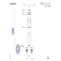 Conexión de espiga para bomba dosificadora Dosatron D25RE5