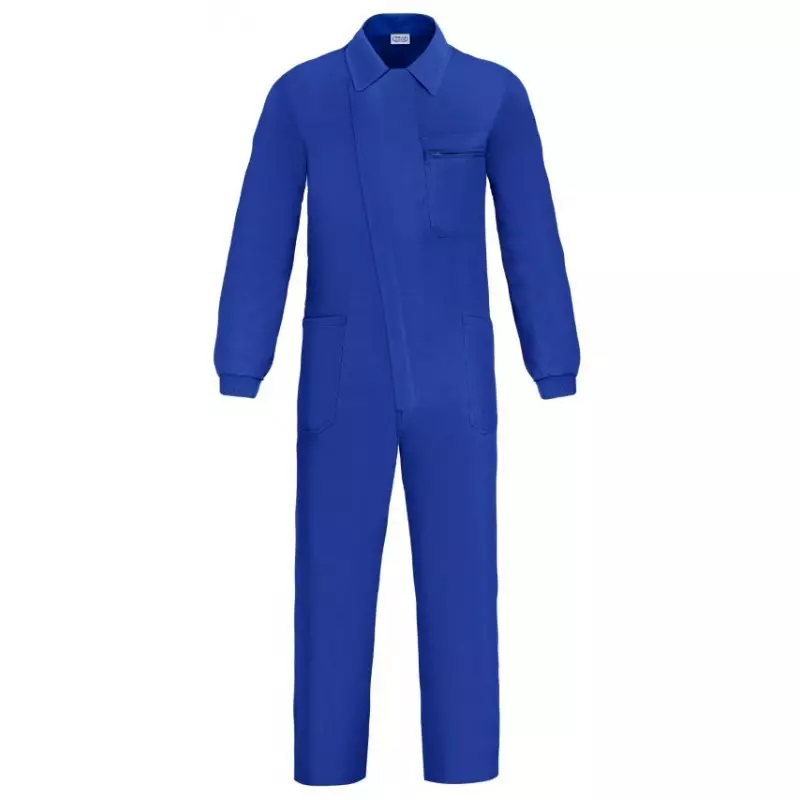 Blue jumpsuit with zipper
