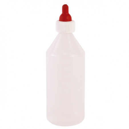 Bottle for lambs, piglets, red rubber screw nipple 1L
