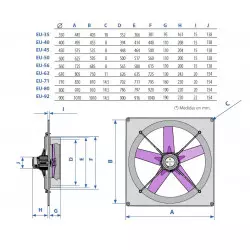 Exafan EU-40 50 Hz single-phase wall fan