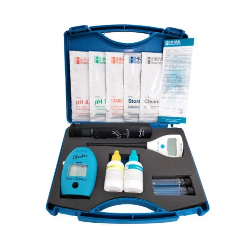 Hanna free chlorine, pH, EC, TDS, and temperature in carrying case